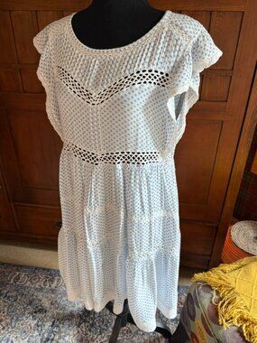 Free People Flutter Sleeve Dress with Lace
